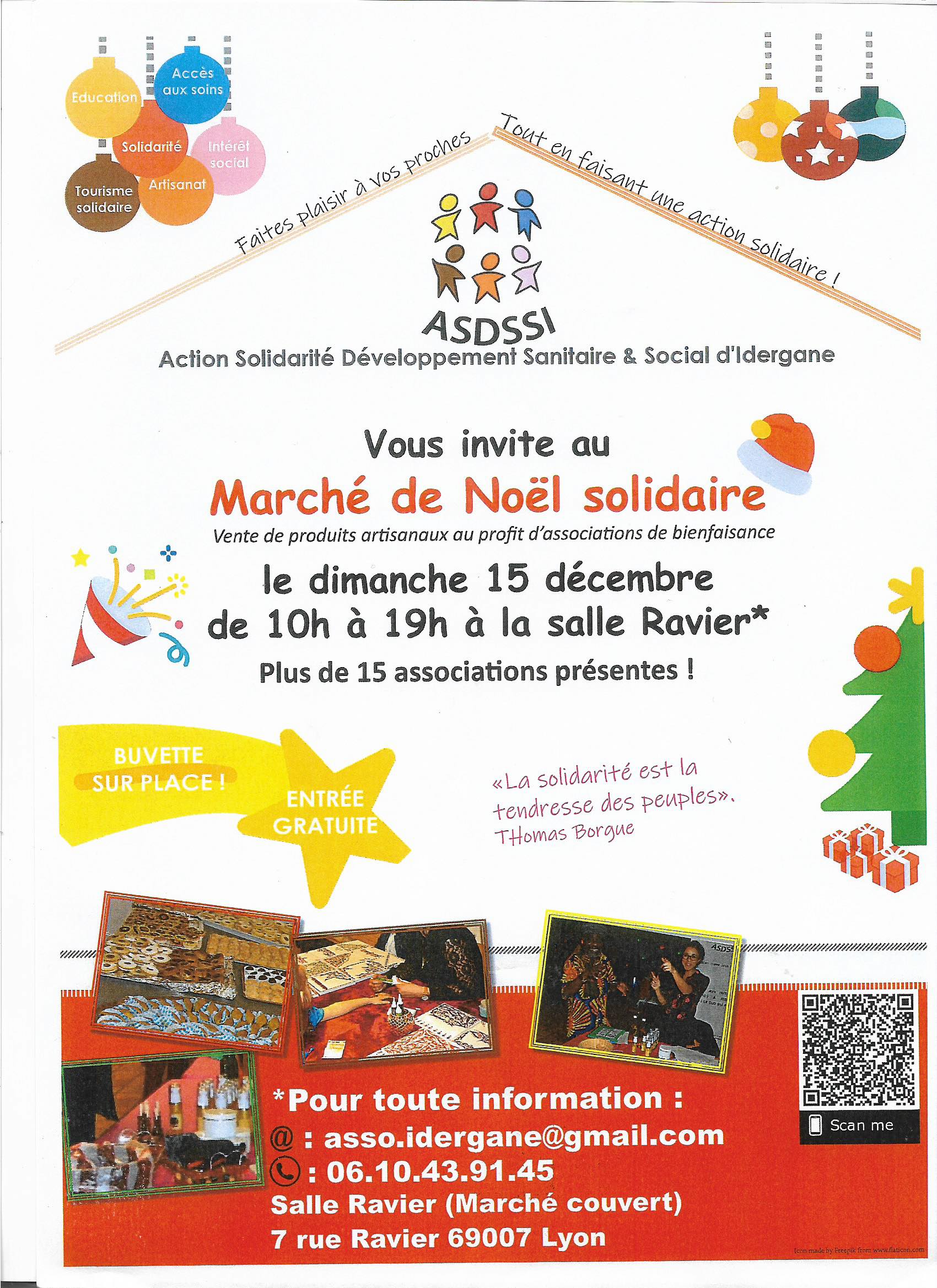 Marché de Noël associatif et solidaire organisé par l'ASDSSI