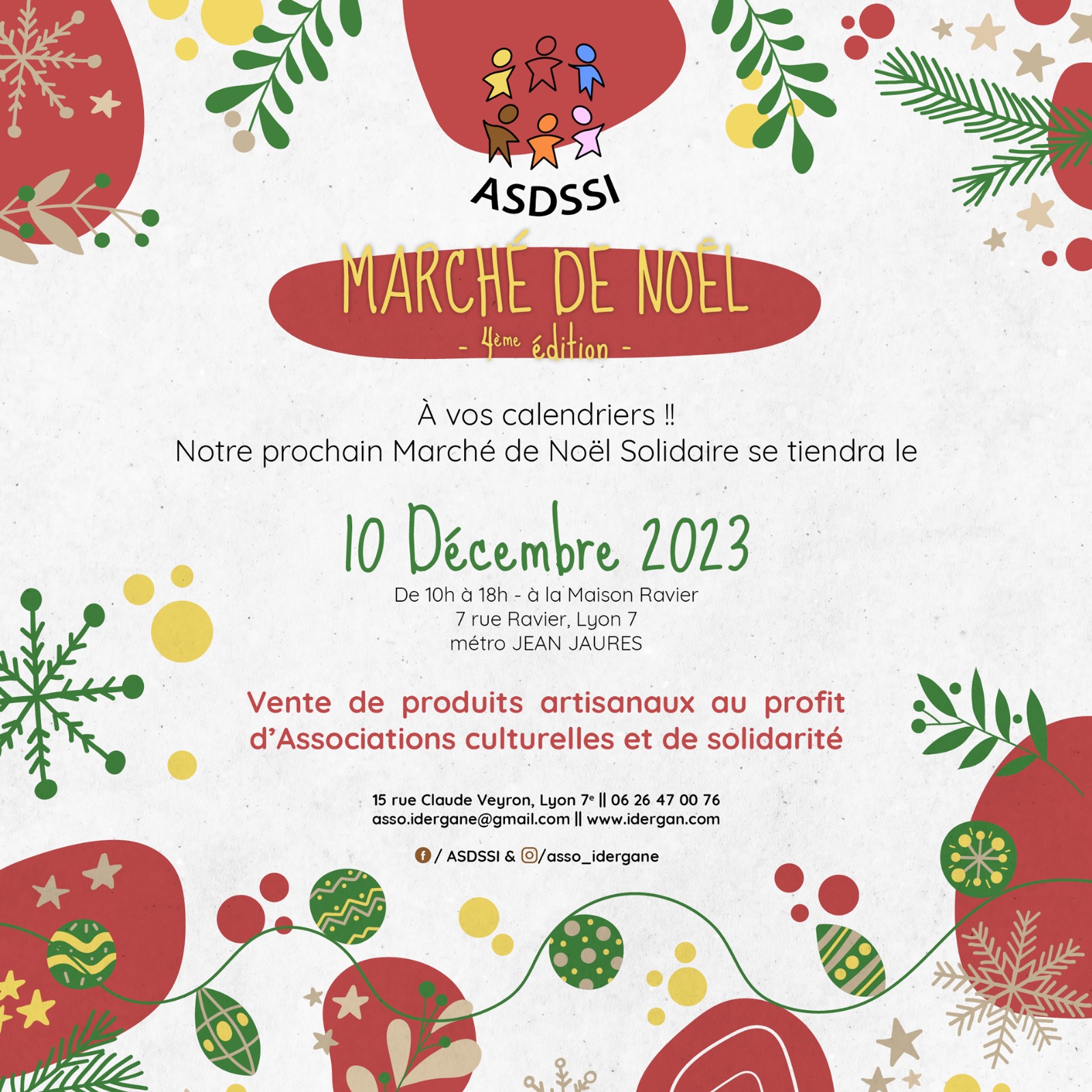 Marché de Noël solidaire organisé par l'ASDSSI